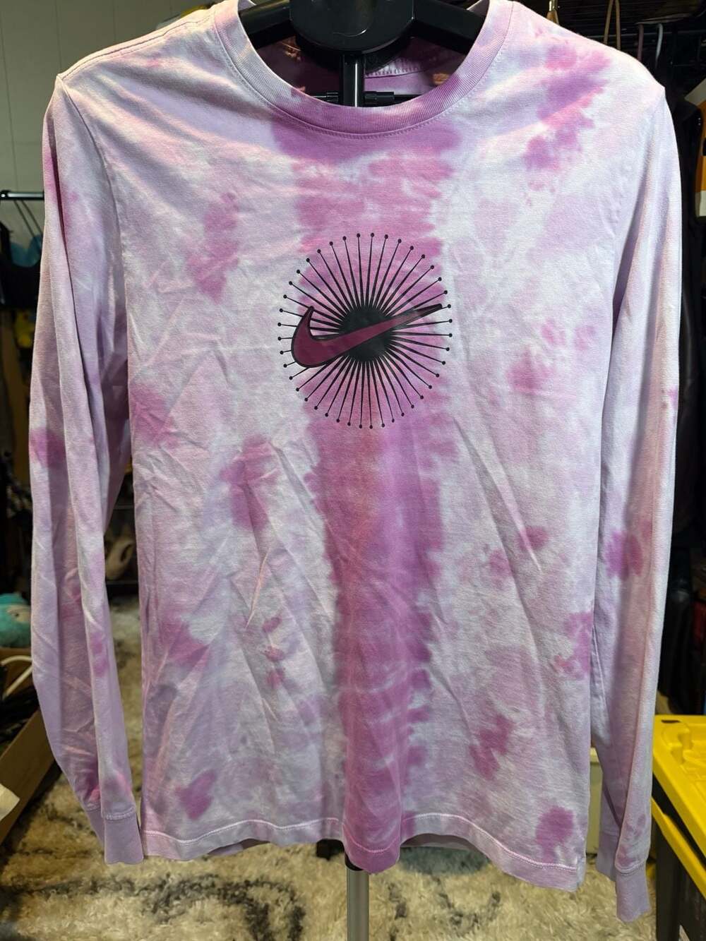 Nike Move to Zero Tie Dye Graphic Long Sleeve Tee Pink Size M